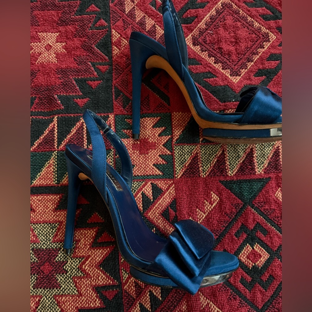 BCBGeneration Navy Satin Heels
